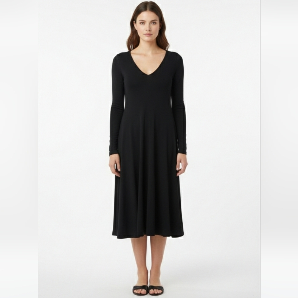 Lauren Ralph Lauren Dress Midi Black Minimalist Goth Grunge Fairy Witchy L